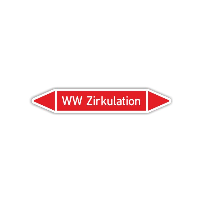 Rohrleitungskennzeichen für Heizungsanlagen, WW Zirkulation, in verschiedenen Ausführungen