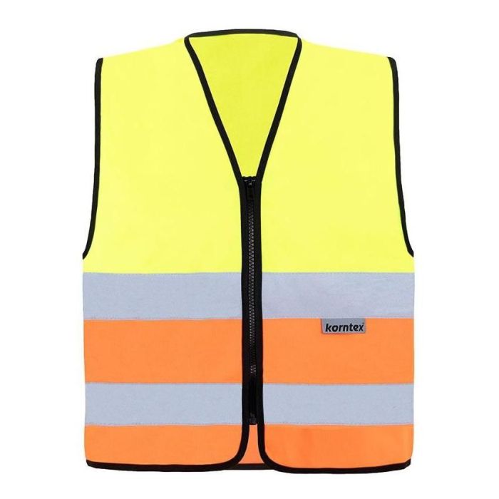 Warnweste mit Reißverschluss, Gelb/Orange, 100 % Polyester, Größe S bis 5XL