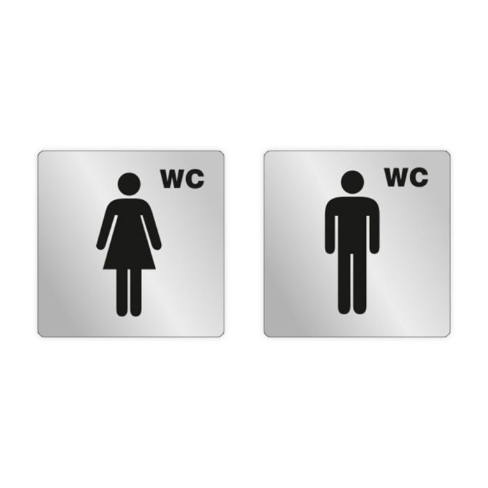 ELOXSIGN Piktogrammschilderset, WC Damen und WC Herren, Aluminium, silber eloxiert