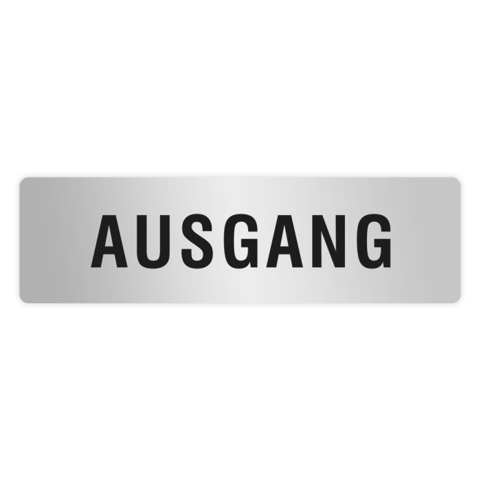 ELOXSIGN Türschild mit Piktogramm, AUSGANG, Aluminium, silber eloxiert, 140 x 40 mm