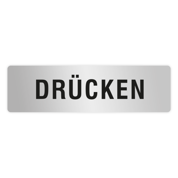 ELOXSIGN Türschild mit Piktogramm, DRÜCKEN, Aluminium, silber eloxiert, 140 x 40 mm
