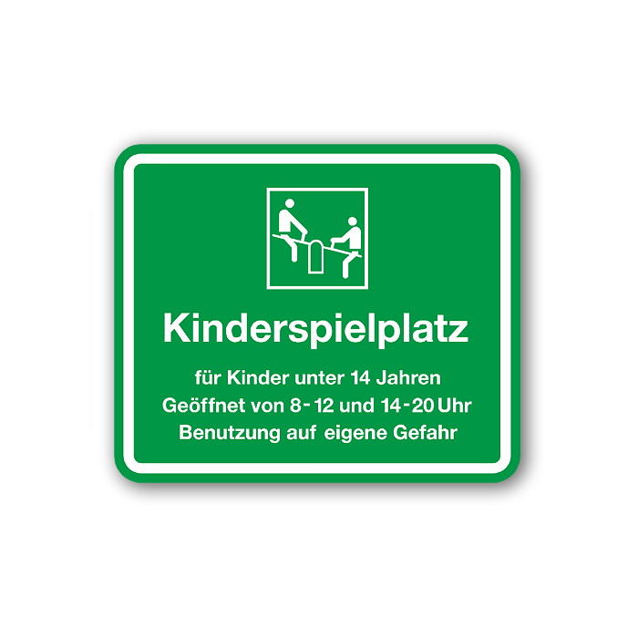 Kinder-/Spielplatzschilder, Spielplatz für Kinder unter 14 Jahren, Aluminium 2 mm, 450 x 600 mm
