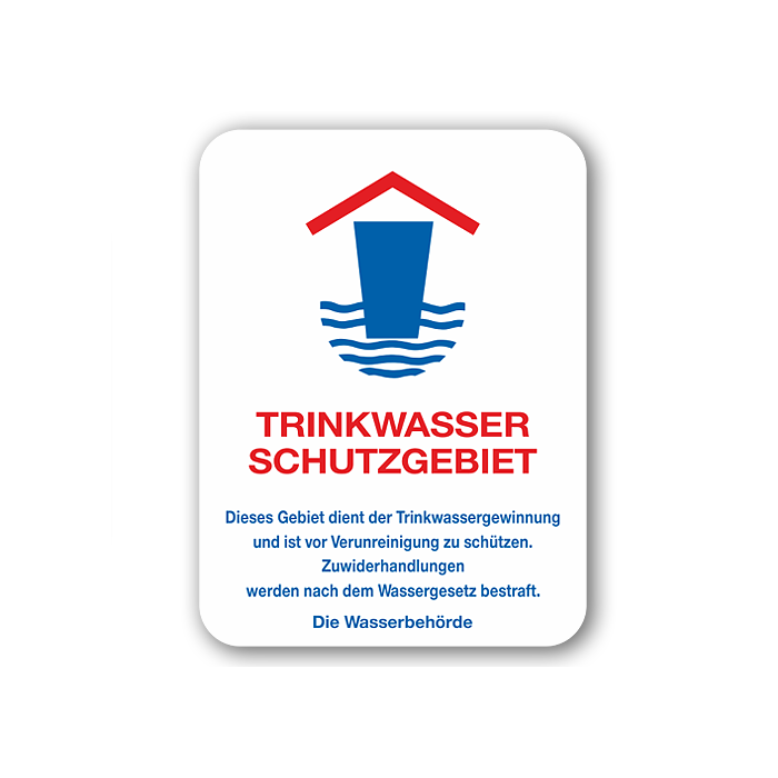 Natur- und Umweltschutzschilder, Trinkwasser Schutzgebiet, Aluminium 2 mm,