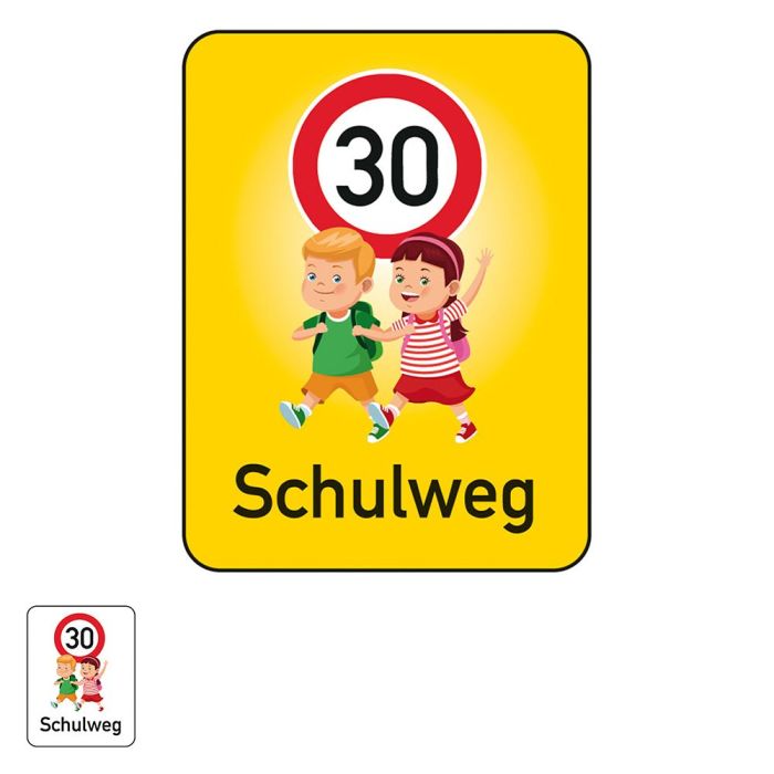 Sonderschild, Kinderschild Schulweg 30, Alu 2 mm, RA1, verschiedene Ausführungen