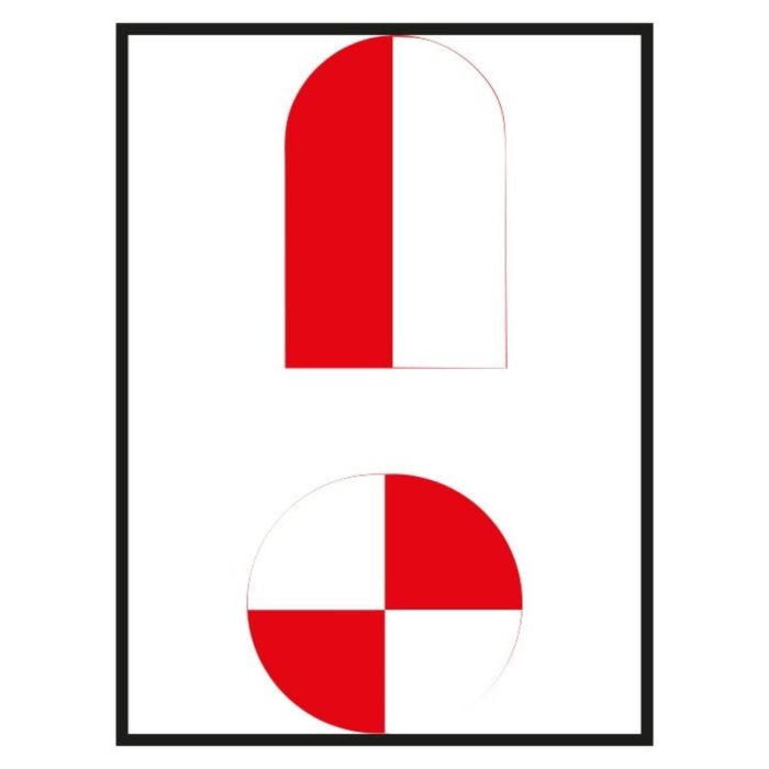 Ra 12 - Grenzzeichen, Ø 90 mm, 120 mm hoch, weiß/rot emailliert