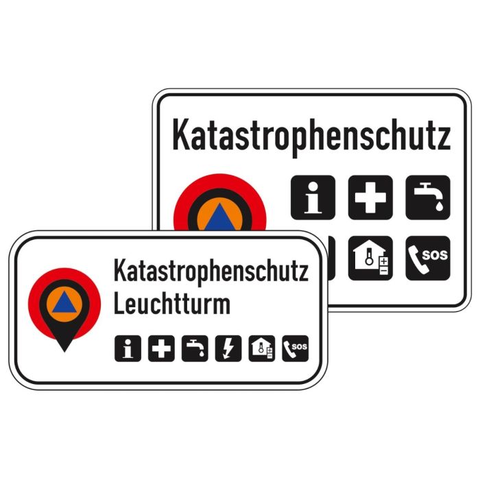 Zusatzzeichen Katastrophenschutz, Alu 2 mm, verschiedene Ausführungen
