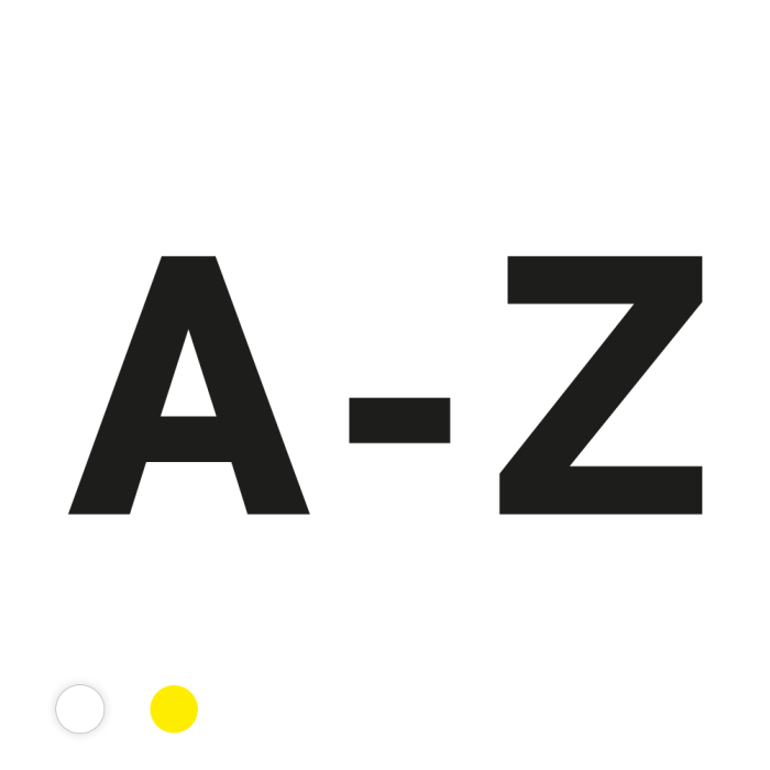 Stanzbuchstaben A-Z, Folie selbstklebend, einzeln und als Set