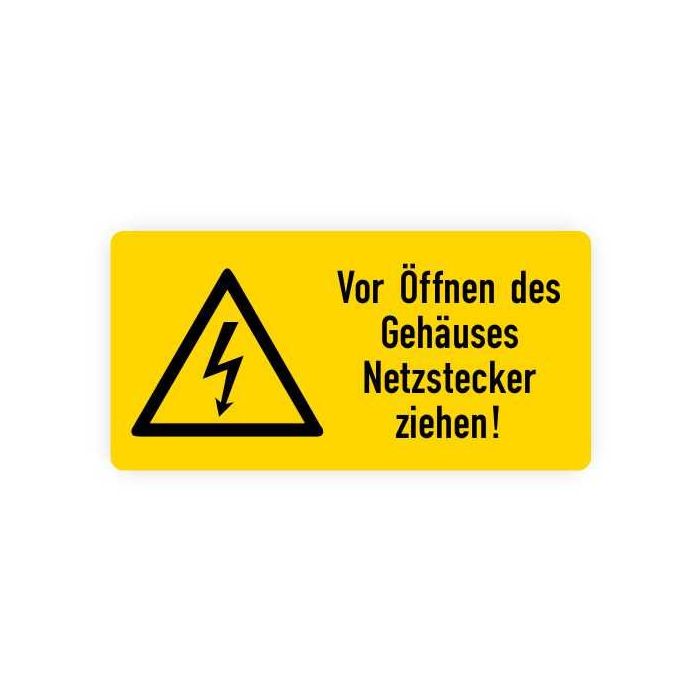 Warnaufkleber, Vor Öffnen Netzstecker ziehen, Folie,