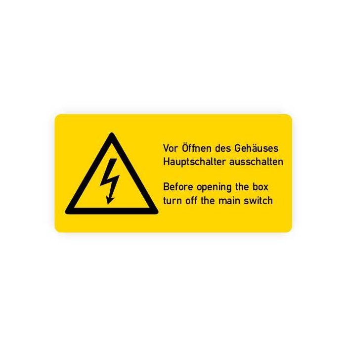 Warnaufkleber, Hauptschalter ausschalten, 2-sprachig,Folie,