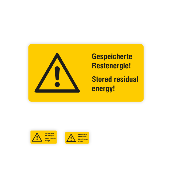 Warnaufkleber, Gespeicherte Restenergie, 2-sprachig, Folie,