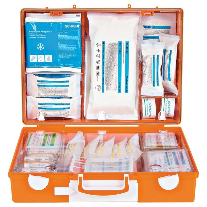 aluderm® Verbandskoffer ADVOCAT mit integriertem Pflasterspender, Füllung gemäß DIN 13169