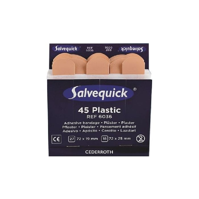 Salvequick Pflasterstrips wasserfest, Nachfüllsatz mit 45 Pflastern