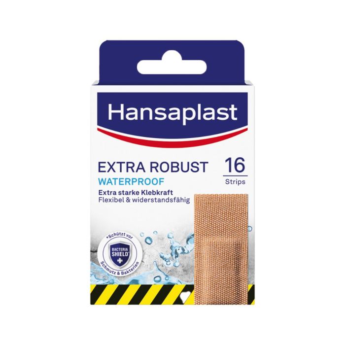 Hansaplast Extra Robust Pflasterstrips waterproof, 16 Stück á 2,6 x 7,6 cm