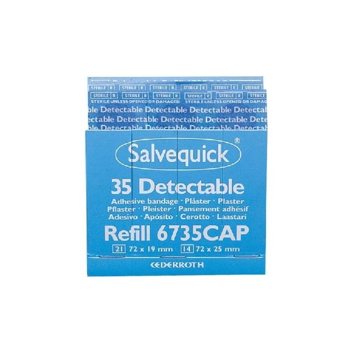 Salvequick Pflasterstrips detectable, Nachfüllsatz mit 35 Pflastern