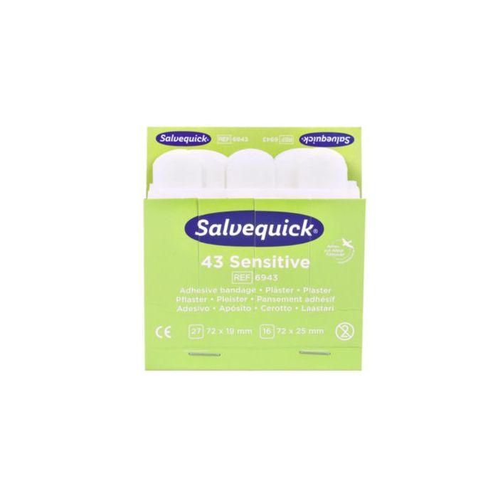 Salvequick Pflasterstrips sensitiv, Nachfüllsatz mit 43 Pflastern