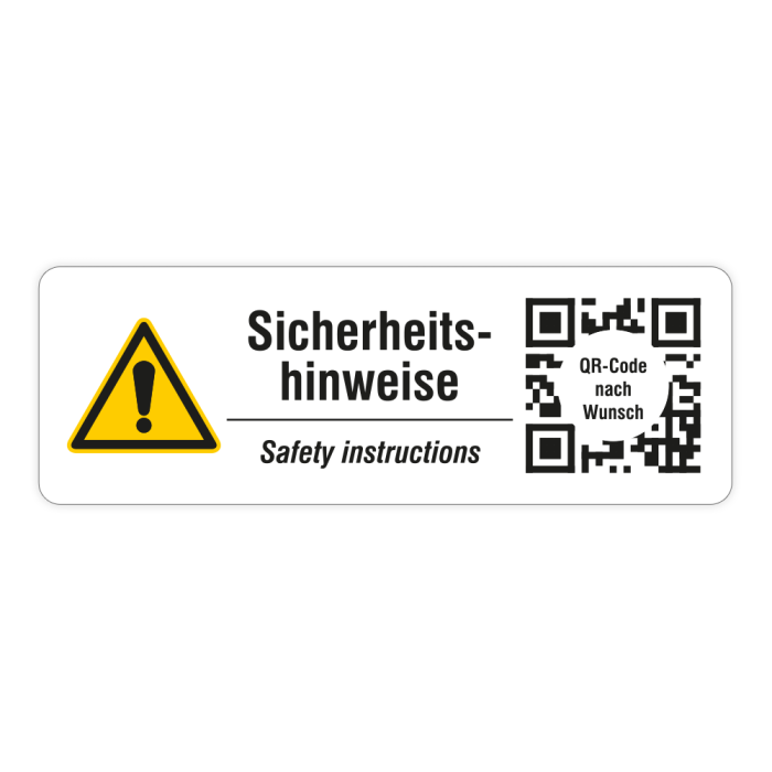 Service-Etiketten „Sicherheitshinweise“ auf A4 Bogen, mit QR-Code nach Wunsch