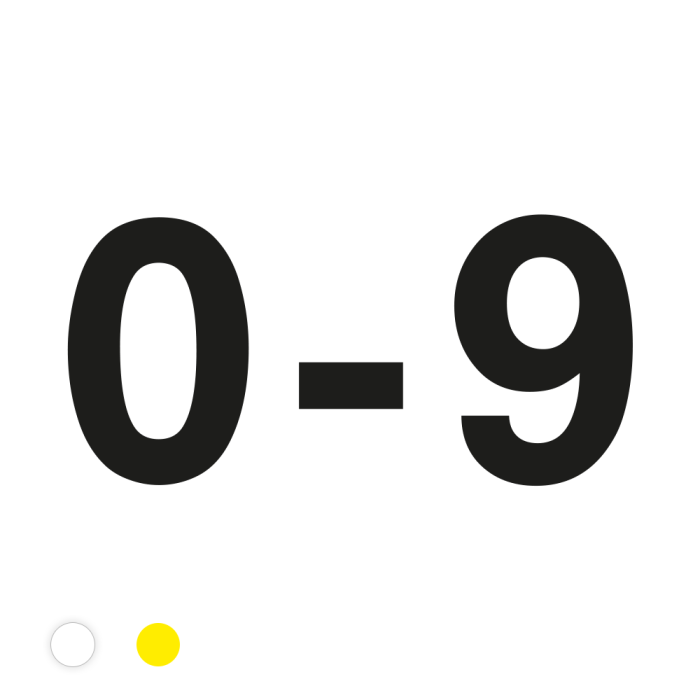 Stanzzahlen 0–9, Folie selbstklebend, einzeln und als Set