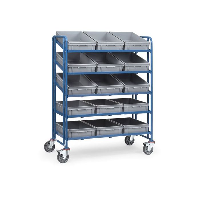 fetra Eurokastenwagen mit 5 Böden und Kästen, Tragkraft 300 kg, blau