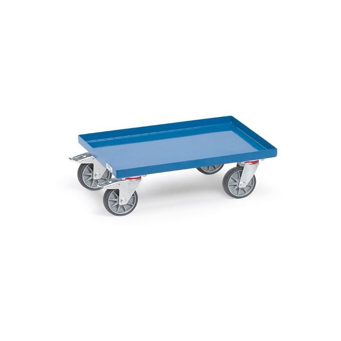 fetra Eurokasten-Roller mit Stahlblechwanne, Typ 13585, 605x405mm, Tragkraft 250 kg, blau