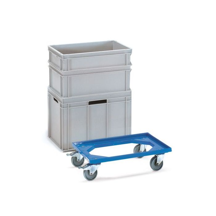 fetra Eurokasten-Roller, offener Rahmen, 13590, aus Kunststoff, 605x405mm, Tragkraft 250 kg, blau