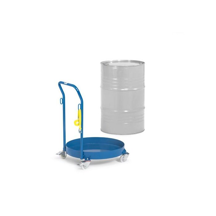 fetra Fassroller Typ 13610 mit Schiebebügel, Stahlblechwanne, Tragkraft 250 kg, blau