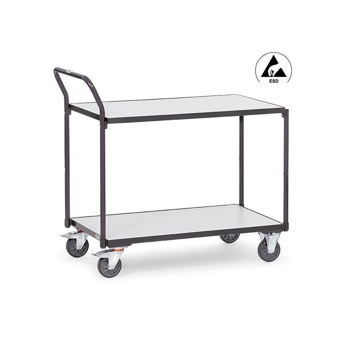 fetra ESD-Tischwagen mit 2 Böden, Tragkraft 300 kg, grau