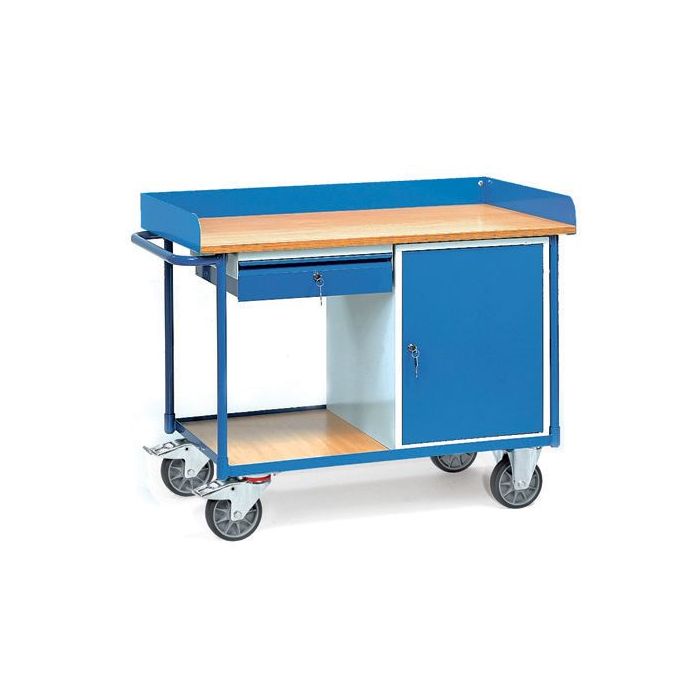 fetra Werkstattwagen mit 1 Schrank, 1 Schublade, Typ 2436, 1120x650mm, Tragkraft 400 kg, blau