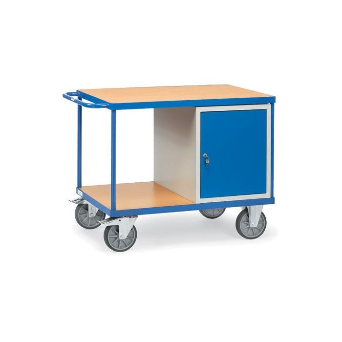 fetra Werkstattwagen mit 1 Schrank, 2 Ladeflächen Tragkraft 600 kg, blau