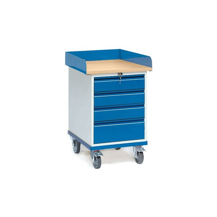 fetra Rollschrank 2446 mit Arbeitsplatte, blau, Schubladenschrank, 650x550mm, Tragkraft 150 kg