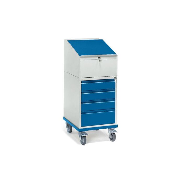 fetra Rollpult mit Schubladenschrank, Typ 2449, Tragkraft 150 kg, blau