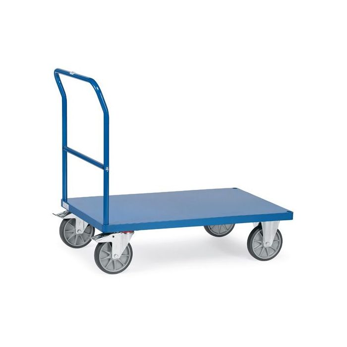 fetra Schiebebügelwagen mit Blechplattform, blau