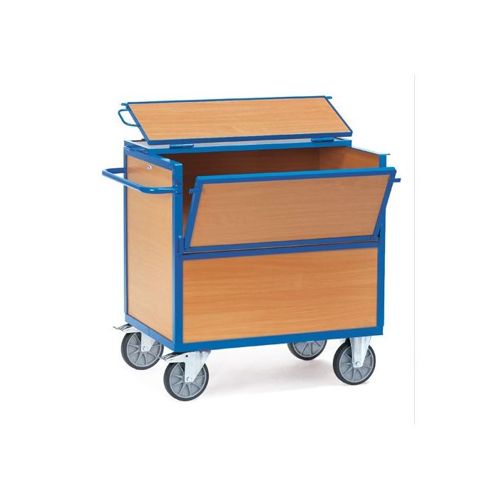 fetra Holzkastenwagen mit 1 Boden, Deckel, 4 Holzwände, Tragkraft 600 kg, blau