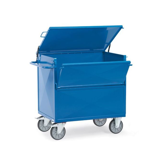 fetra Blechkastenwagen mit 1 Boden, 600 kg, 4 Stahlblechwände, Deckel, blau