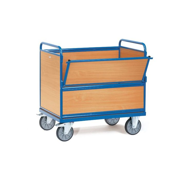 fetra Holzkastenwagen mit 1 Boden, 4 Holzwände, Tragkraft 600 kg, blau
