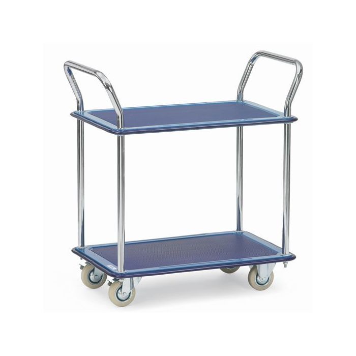fetra Ganzstahlwagen mit zwei Ladeflächen, Typ 3112, Tragkraft 120 kg, 740x480 mm, blau