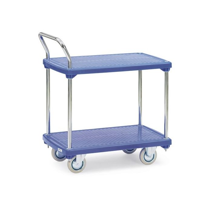 fetra Kunststoffplattenwagen mit 1 Boden, Typ 3132 810x500mm, Tragkraft 200 kg, blau