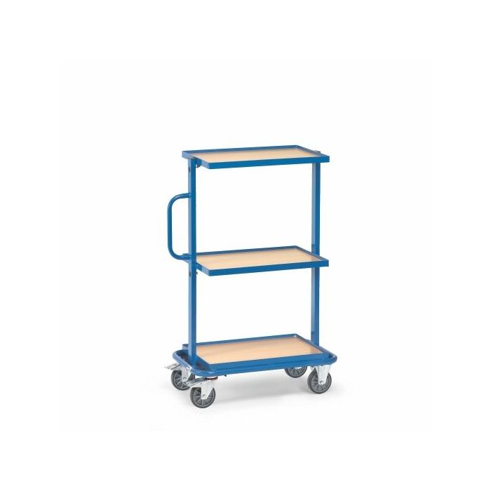 fetra Beistellwagen mit drei Ladeflächen, Typ 32901, Tragkraft 200 kg, blau