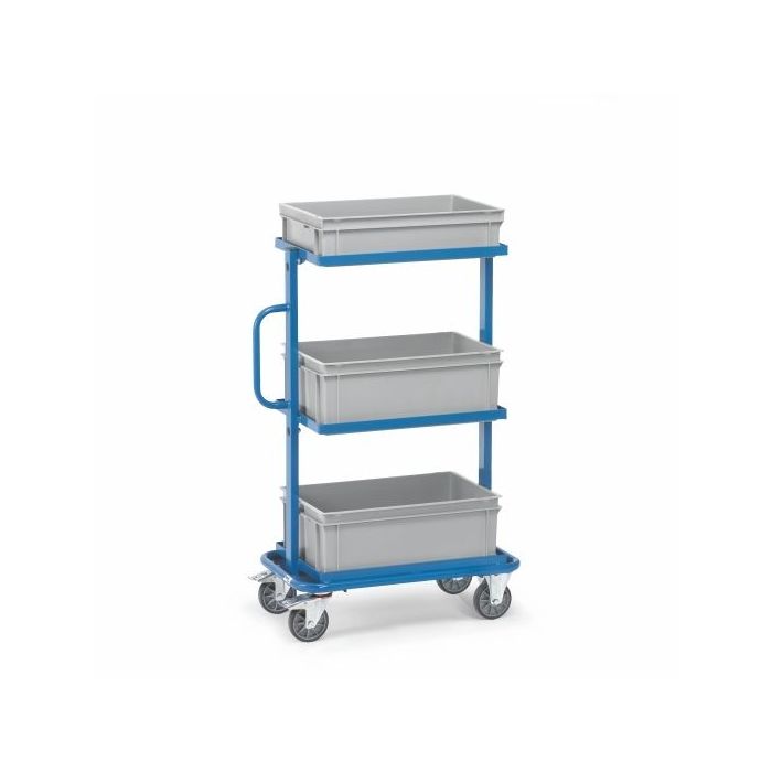 fetra Beistellwagen mit drei Kunststoffkästen, Typ 32902, Tragkraft 200 kg, blau