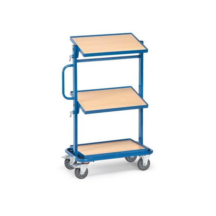 fetra Beistellwagen mit 3 Böden, Typ 32911, neigbar, 605x405mm, Tragkraft 200 kg, blau