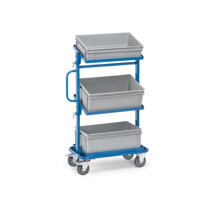 fetra Beistellwagen 3 offene Rahmen, 3 Kästen, Typ 32912, neigbar, 605x405mm, 200 kg, blau