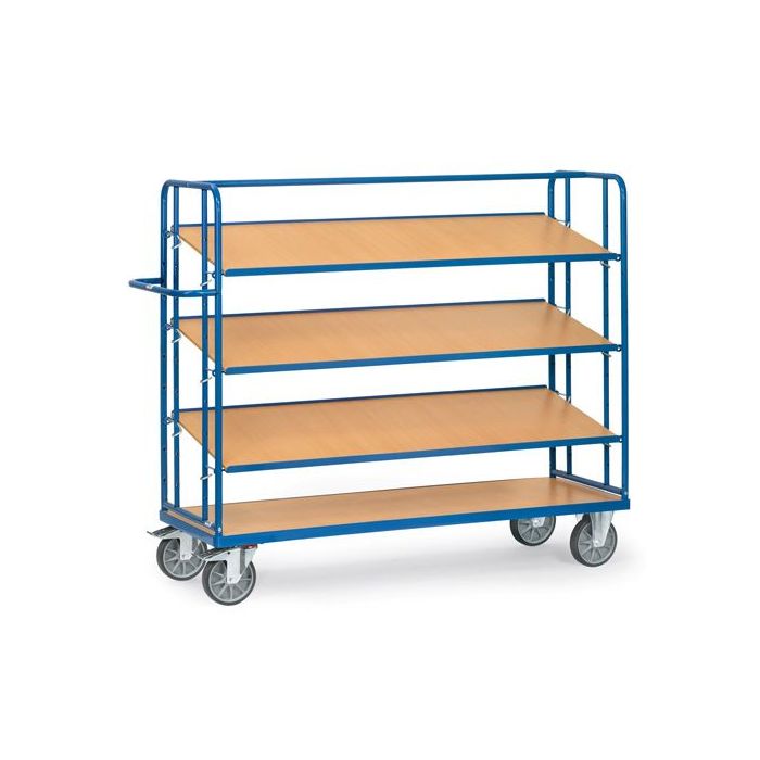 fetra Etagenwagen mit 4 Böden, Tragkraft 500 kg, blau