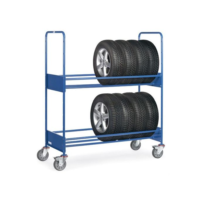 fetra Reifenwagen mit 2 Ladeflächen, Typ 4588, 1860x618mm, Tragkraft 500 kg, blau