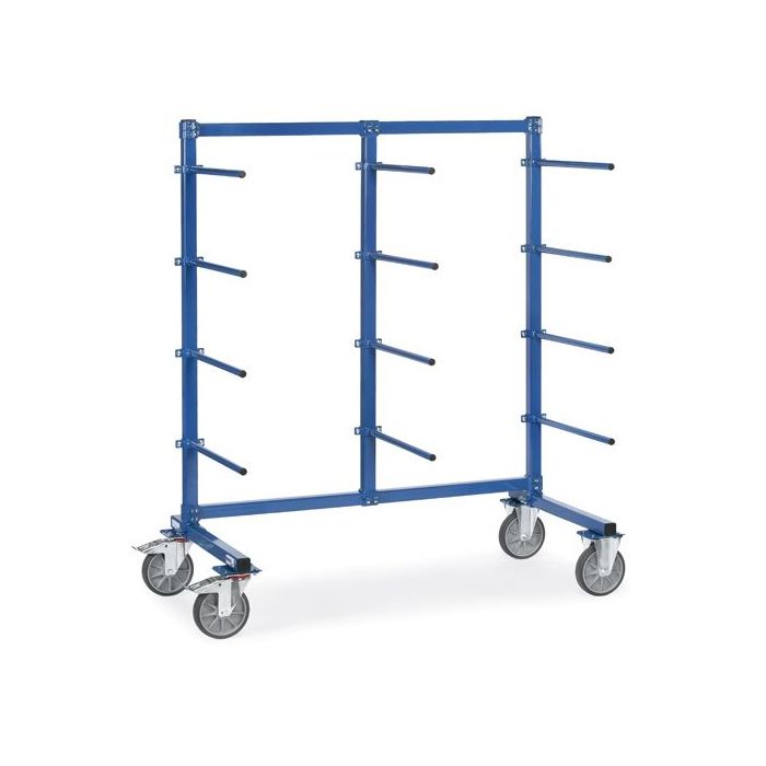 fetra Tragarmwagen mit 4 Ebenen, einseitig, Tragkraft 500 kg, blau