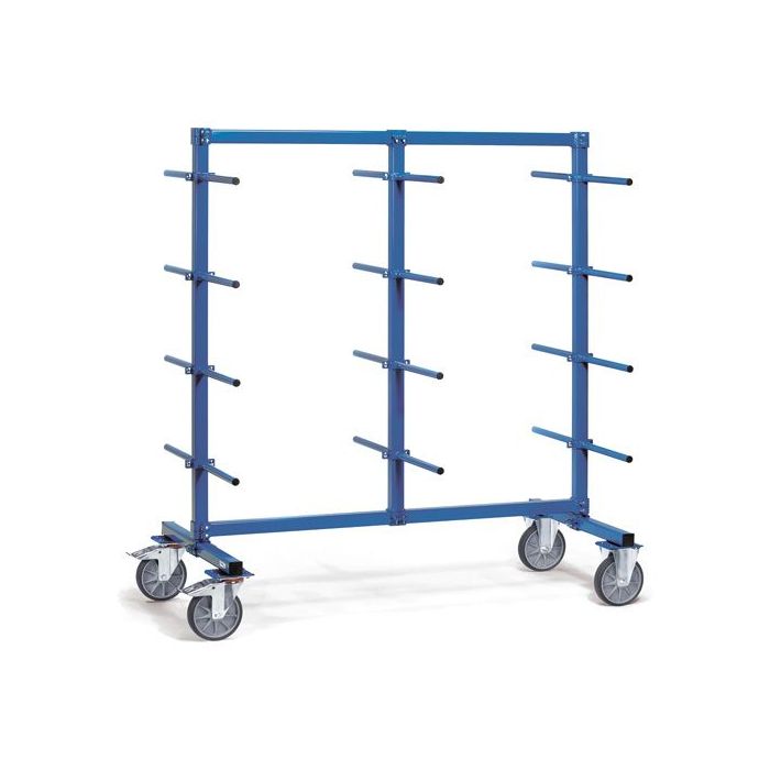 fetra Tragarmwagen mit 4 Ebenen, beidseitig, Tragkraft 500 kg, blau