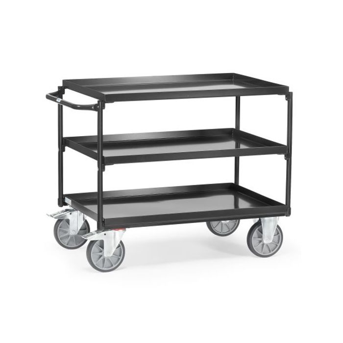 fetra Tischwagen mit 3 Stahlblechwannen, Grey Edition, Tragkraft 400 kg