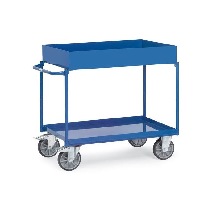 fetra Tischwagen mit 2 Blechwannen, obere Wanne 150mm, 400 kg, blau