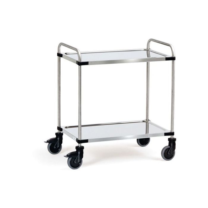 fetra Edelstahlwagen mit 2 Böden, Tragkraft 120 kg, silber