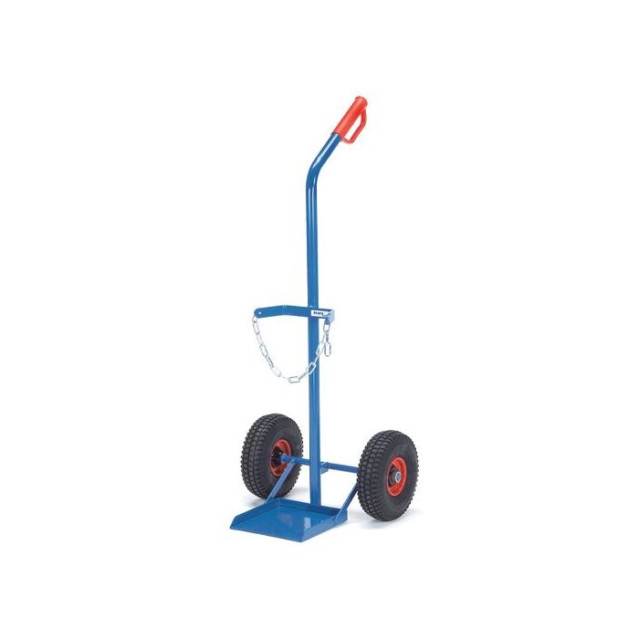 fetra Stahlflaschenkarre Typ 51102, für 1 Flasche 20-50 kg, Luftbereifung, Tragkraft 100 kg, blau