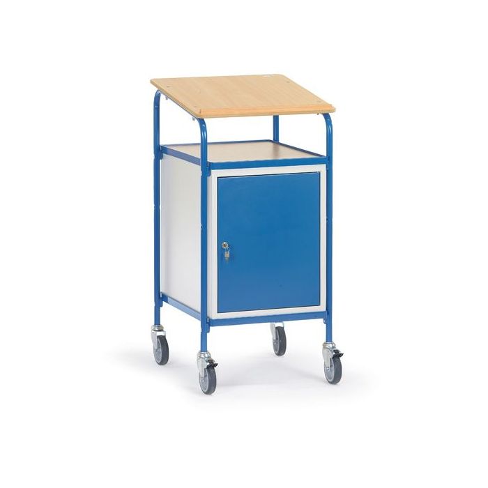 fetra Rollpult mit 1 Boden, Stahlschrank, Typ 5836, 500x600mm, Tragkraft 100 kg, blau