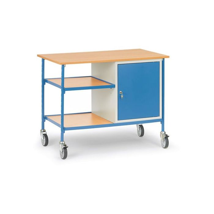 fetra Rolltisch mit 2 Böden, Stahlschrank, Typ 5864, 1120x650mm, Tragkraft 150 kg, blau